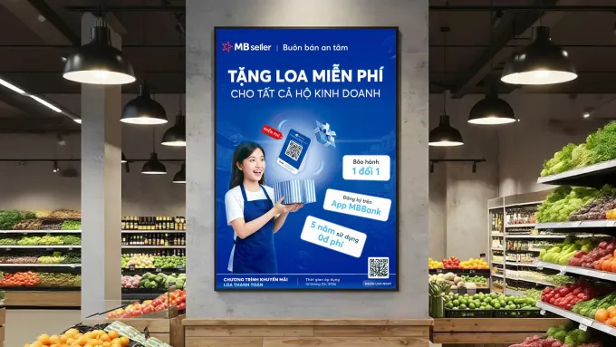 MB tặng loa cho tất cả hộ kinh doanh mở tài khoản tại MB. Ảnh: MB