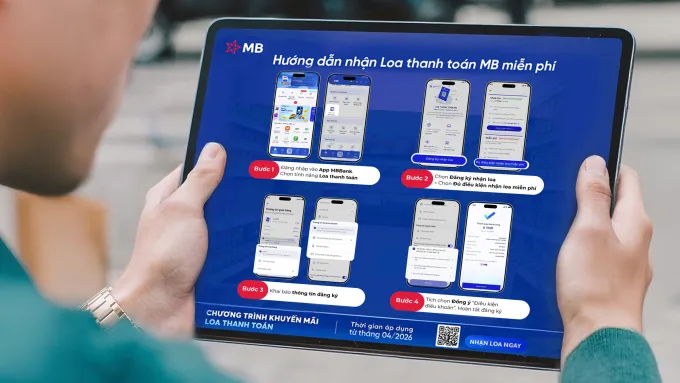 Các bước để nhận Loa thanh toán miễn phí. Ảnh: MB