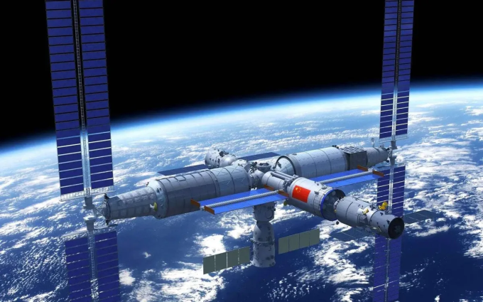Mô phỏng trạm vũ trụ Thiên Cung của Trung Quốc trên quỹ đạo Trái Đất. Ảnh: China Manned Space Engineering Office