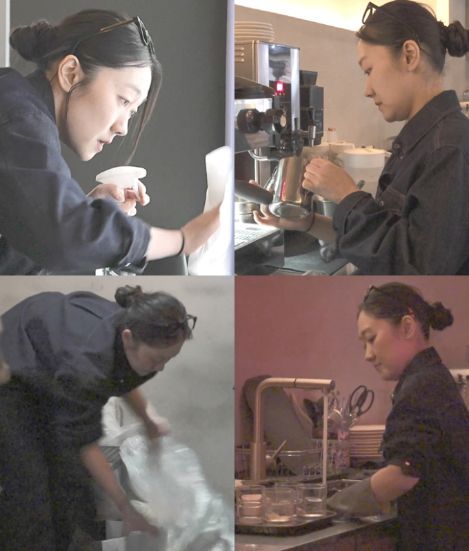 Park Kyung Hye khi làm nhân viên quán cà phê. Ảnh: MK