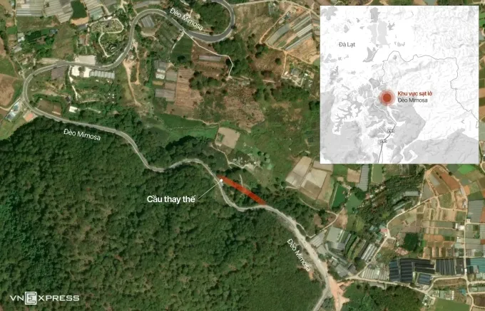 Vị trí cầu vượt trên đèo Mimosa. Đồ họa: Tâm Thảo