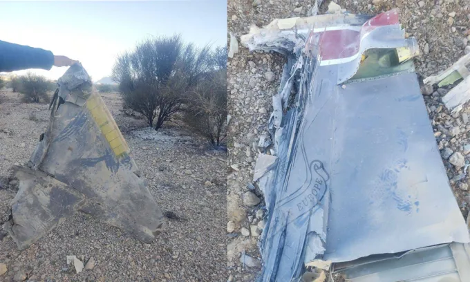 Các mảnh vỡ được cho là của tiêm kích F-15E Mỹ bị Iran bắn hạ hôm 3/4. Ảnh: Tasnim