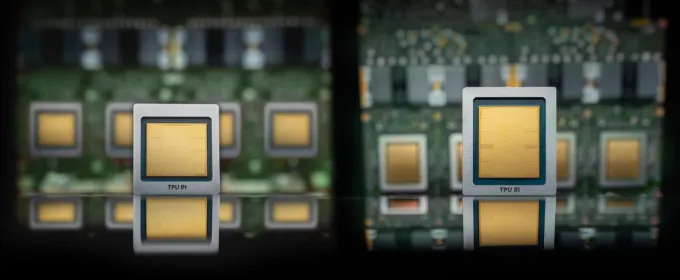 Hai mẫu chip TPU 8t (trái) và TPU 8i. Ảnh: Google